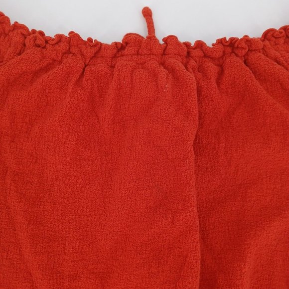 MADEWELL Sz S Frill Smock Textured Drawstring Top Round Neck Cotton Minimalism - Picture 7 of 15